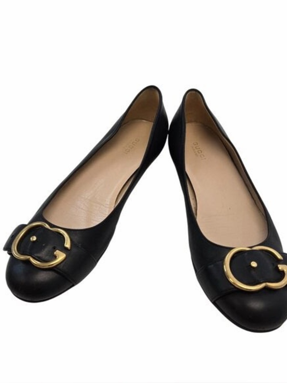 Gucci Leather Buckle Accent Ballerina Flats Size IT 38.5/US 8.5 (fits small)